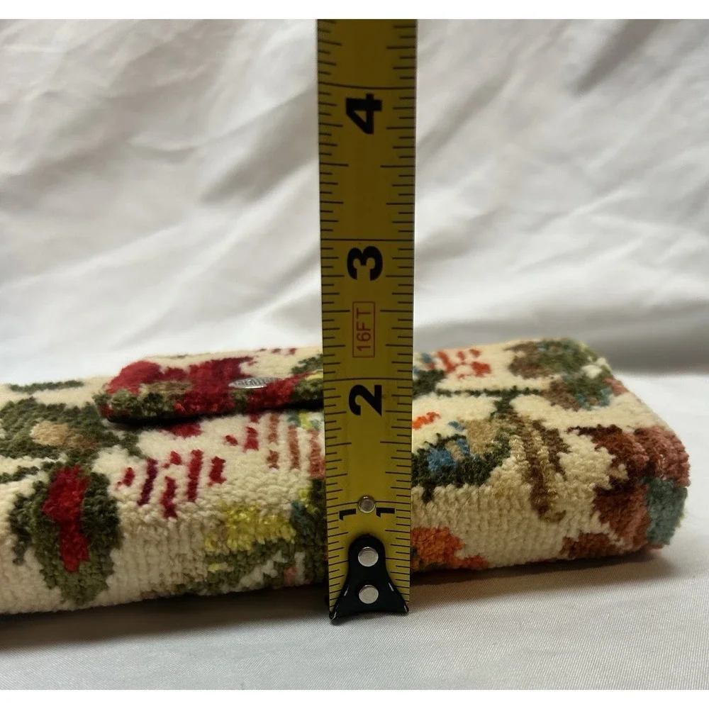 VTG NOS Needlepoint Tapestry Trifold Clutch Wallet Boho Cottagecore Floral